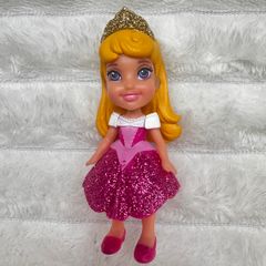 Disney Princess Aurora Sleeping Beauty Mini Doll Pink Dress approx. 9 cm. Used Please see photos