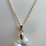 Vintage Crystal Pendant Charm & Gold Plated Chain Necklace Length 18" Image 4