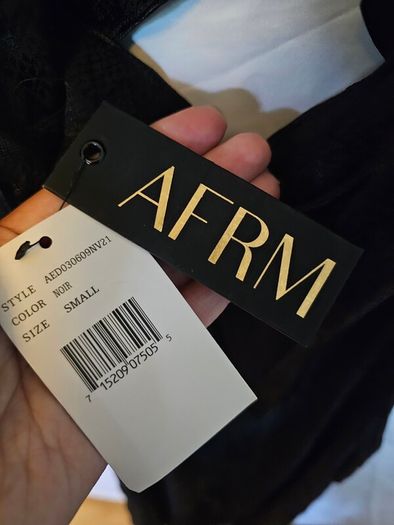 AFRM Black Snakeprint Cutout Midi Dress
