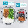 Glass Containers with Lids (10 Pack)  Airtight & BPA-Free  Oven, Microwave, Freezer & Dishwasher Safe 370ml & 1050ml  Durable Borosilicate Glass Image 2