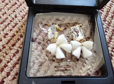 Brand New Floral Crystal Statement Earrings Gift Box Included