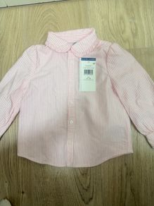 Ralph Lauren baby girls pink and white striped shirt