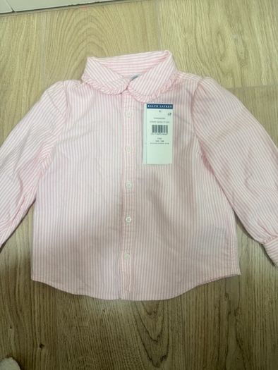 Ralph Lauren baby girls pink and white striped shirt