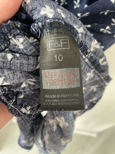Navy bow print f&f soft women's blouse