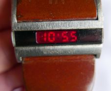 Vintage Unusual Fenchurch Digital Red LED Wristwatch, Leather Strap