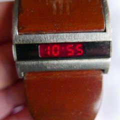 Vintage Unusual Fenchurch Digital Red LED Wristwatch, Leather Strap
