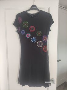 Desigual short-sleeve mesh overlay mini dress