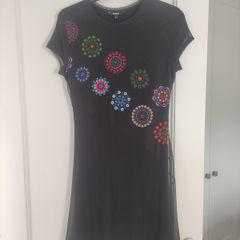 Desigual short-sleeve mesh overlay mini dress