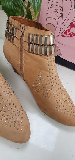 JEFFREY CAMPBELL Benater Nude Leather ankle boots Sz 8UK - Rrp 205 (New)