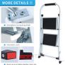2 Step Ladder Folding Ladder, Portable With Anti-Slip Mat & Comfortable Soft Handgrip, Heavy Duty Steel - Easy to Store Ladders, 150KG Max Capacity (2 white) (SVSL04V1) Image 3