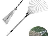 Garden Leaf Rake,Grass Rake for Lawn,Adjustable Lawn Grass Rake for Grass Cleaning Fallen Leaves Weeds,34 to 63-Inch Adjustable Gardening Tools (160cm)