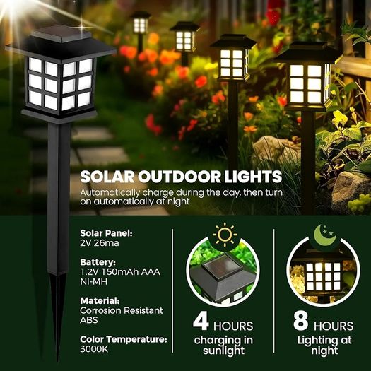 Solar Lights Outdoor Garden, 8 Pack Garden Lights Solar Powered Waterproof, Solar Lights Outdoor, Landscape, Path, Yard, Patio, Driveway,Pathway,Warm White,Auto ON/Off