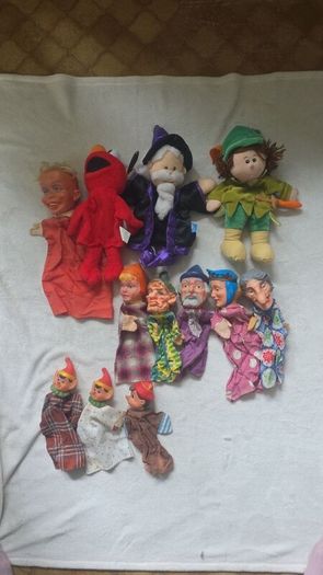 Collection of vintage hand puppets - various characters