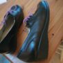 New black leather laced shoes wedge Image 3