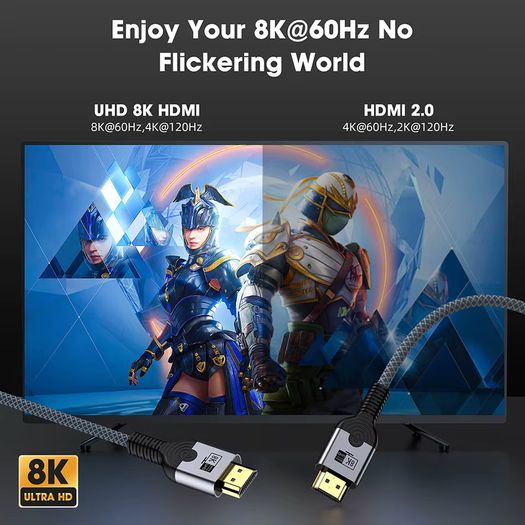 5m (8K) HDMI 2.1 Cable Copper Wire Core Cable 8K@60Hz HDR 4K@240/160/144/120/60Hz UHD Ultra High Definition Video Cable for Laptop TV