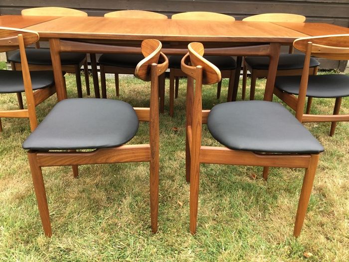 Mid Century Vintage Ib Kofod Larsen Signature Danish Range Dining Set