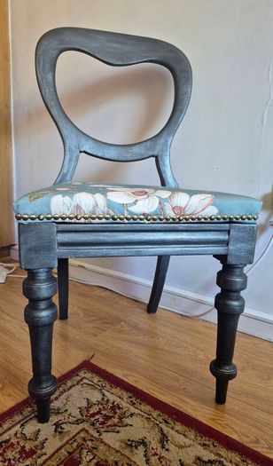 2x Bespoke Antique Balloon Back Chairs in Old World Silver Finish