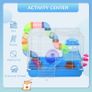 2 Tier Hamster Cage, Gerbil Cage with Handle, Exercise Wheels, Tunnel, Tube, Water Bottle, Dishes, Ladder, for Dwarf, Blue Image 4