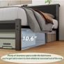King Size Bed Frame with Wooden Storage Headboard, Metal Bed Frame King Size Bed Base/Mattress Foundation, Enhanced Support Noise Free, Black Image 6