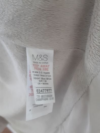 M&S cream fleece lined snug coat.
