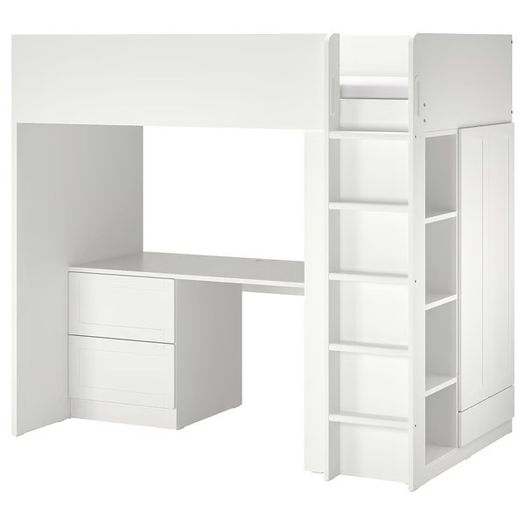 DOUBLE-DECKER with desk and wardrobe