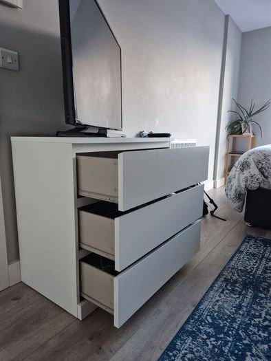 IKEA MALM White 3 Drawer Chest of Drawers