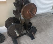 Dumbbell Rack with Dumbbells and Weights