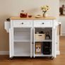 Large Kitchen Island Cart with Storage Mobile Rolling Storage Island on Swivel Wheels, with 2 Drawers, Storage Cabinet, Drop Leaf, Spice/Towel Rack Image 7