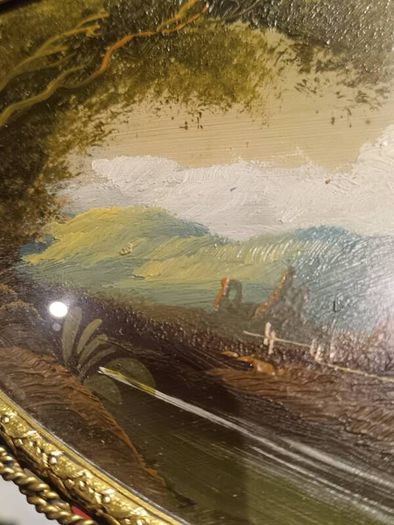 Vintage Oil on Board in a Decorative Metal Gilded Frame