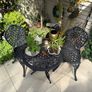 Vintage Cast Iron Garden Bistro Set - Table & 2 Chairs Image 2