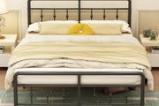 Double Bed Frame 4ft6 with Headboard and Footboard, Metal Bed Frame Double 46 cm High with Heavy Duty Slats Support, Noise Free, Easy Assembly, Black