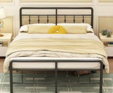 Double Bed Frame 4ft6 with Headboard and Footboard, Metal Bed Frame Double 46 cm High with Heavy Duty Slats Support, Noise Free, Easy Assembly, Black