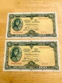Irish Lavery In Sequence One Pound Banknotes