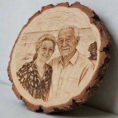 Custom Made Vintage Wooden Photo Ornament Personalised Keepsake
