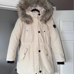 ONLY Cream Faux Fur Hooded Winter Parka Coat Size L