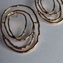 Gold Organic Abstract Concentric Oval Textured Hoop Earrings Image 8