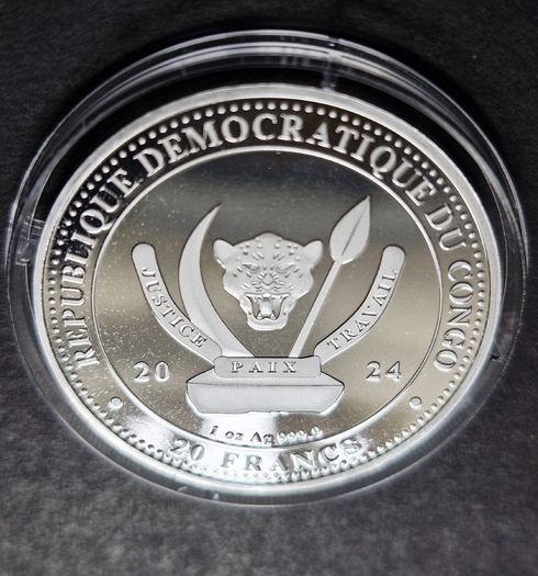 Wildlife 1 oz silver The PEREGRINE FALCON 2024 Congo 20 Fr Gold Gilded coin