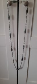 necklace grey beads long