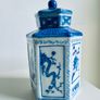 Vintage Blue and White Chinoiserie Porcelain Ginger Jar or Tea Caddy Image 3