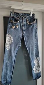 LEVI'S customised with lace and jewels Sz 10 UK