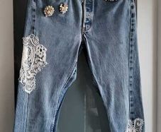 LEVI'S customised with lace and jewels Sz 10 UK