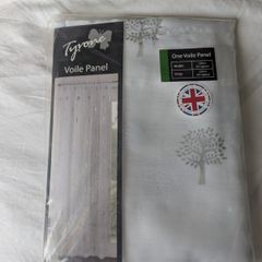 x3 voile net courtains - silver tree 229x140cm