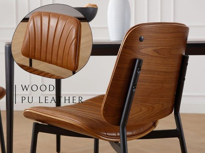 Set of 2 Faux Leather Dining Chairs Brown Grey White
