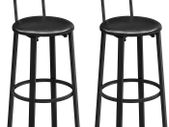 _Bar Chairs, Set of 2, High Stools, Upholstered Seating