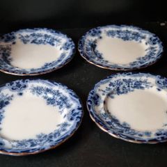 Bourne & Leigh Albion Pottery Flow Blue  'Kew' Design Plate x 4
