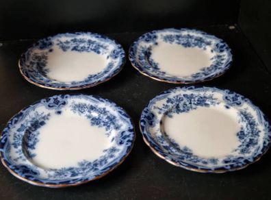 Bourne & Leigh Albion Pottery Flow Blue  'Kew' Design Plate x 4