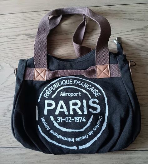 Canvas Black-and-Brown Crossbody Bag