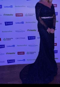 Navy evening/prom/debs/ball dress fishtail - laces