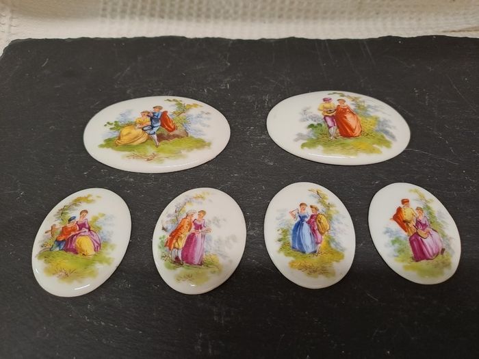 Antique Porcelain Portrait Plaques Cabochons