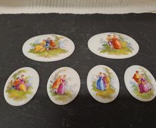 Antique Porcelain Portrait Plaques Cabochons